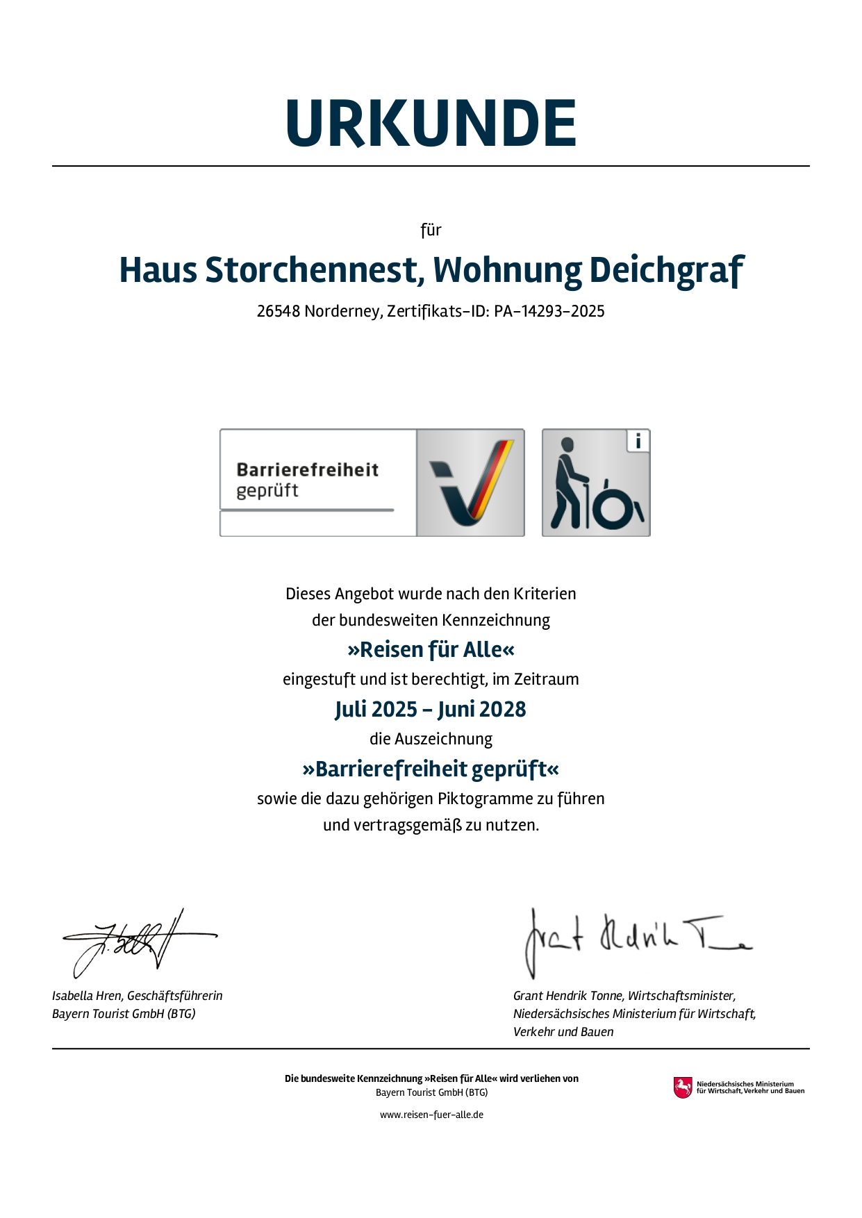 Barrierefreiheit geprüft - Wohnung Deichgraf